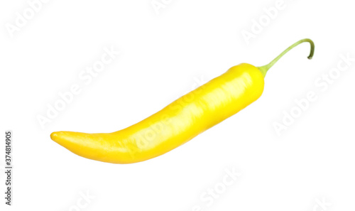 Ripe yellow hot chili pepper isolated on white