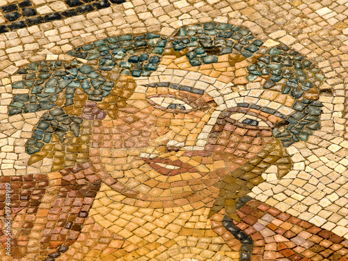 Baco.Mosaicos de la casa del caballero.Ciudad Romana de Volubilis II d.c.   yacimiento arqueologico.Marruecos.