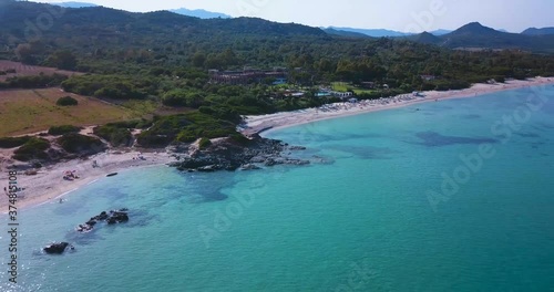 drone over the beautiful sardinia sea