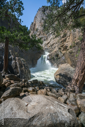 roaring river falls in kings canyon national park, usa