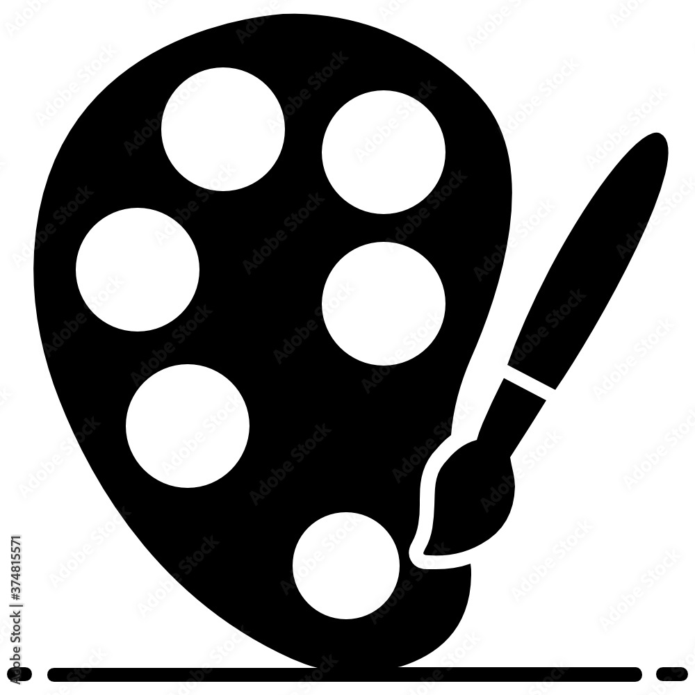 
Color palette with art brush showcasing paint palette icon
