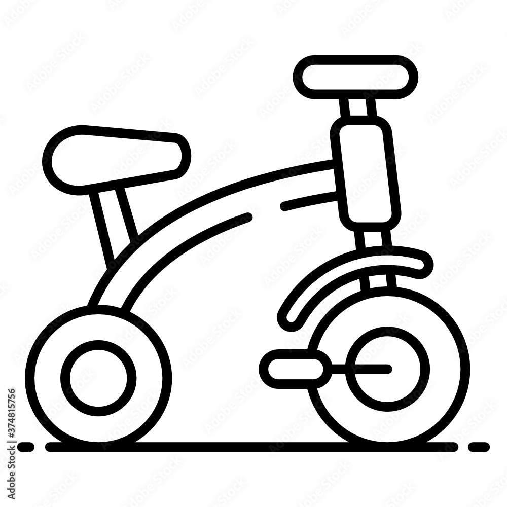 
Antique high wheel baby cycle, line icon design 
