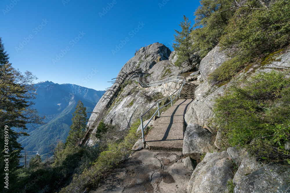 hiking the moro rock trail in sequoia national park, usa hiking the moro rock trail in sequoia national park, usa