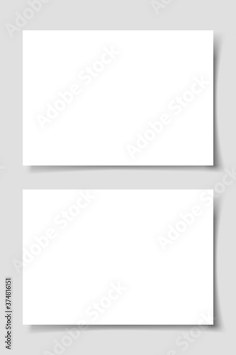 Mok-up of two horizontal flyers of A4 format with shadow on a gray background. Template for the presentation of banners, posters, postcards and invitations. Vector illustration.