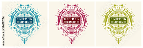 Vintage Gin label. Vector layered