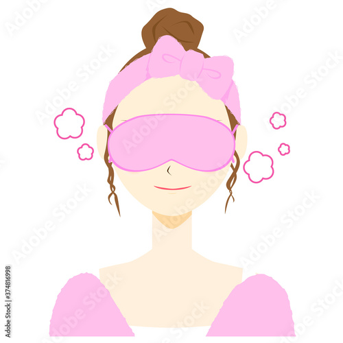 アイマスク　睡眠をとる　女性
