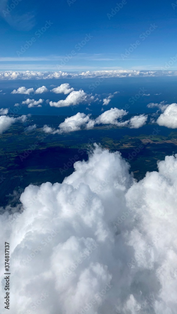 white clouds from jet window