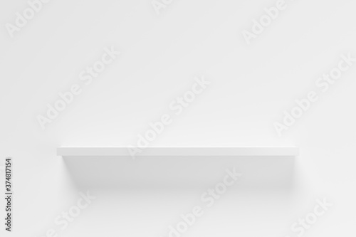 Wallpaper Mural Single, empty white shelf board on white wall, object or product presentation template Torontodigital.ca