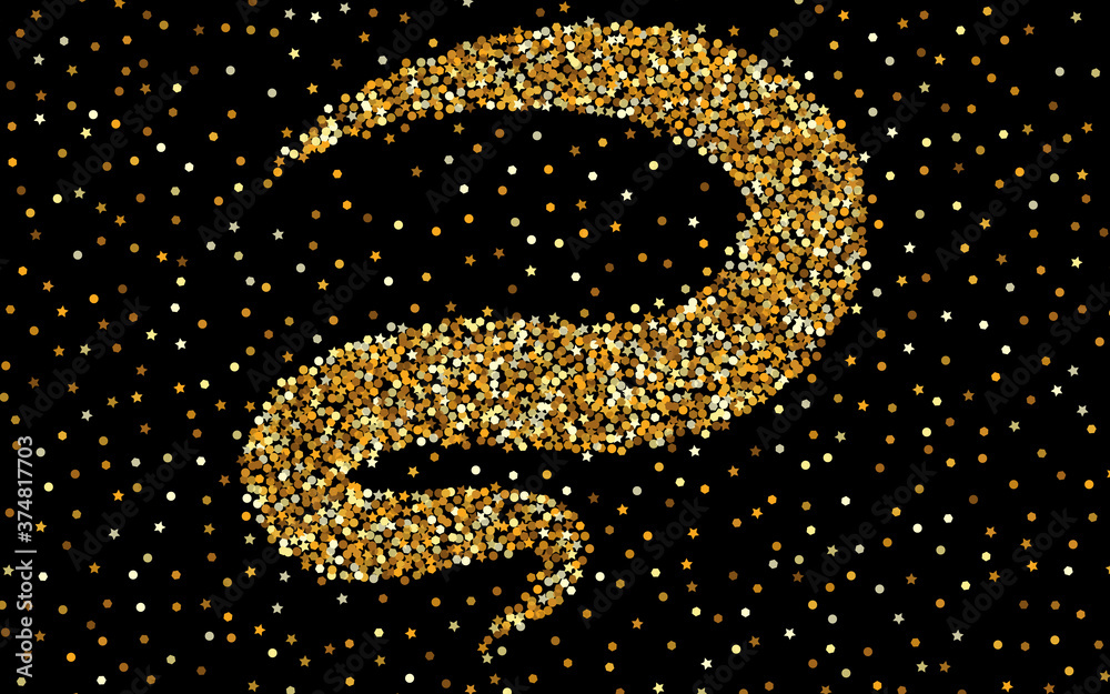Golden Sequin Effect Black Background. Modern Golden Sequin Effect Black Background. Modern