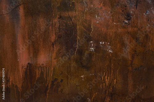 The image of rust on the steel plate formed by water.