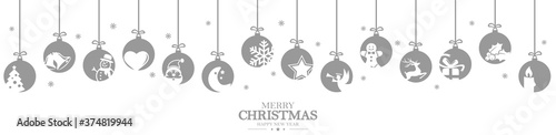 collection of hanging baubles with christmas icons