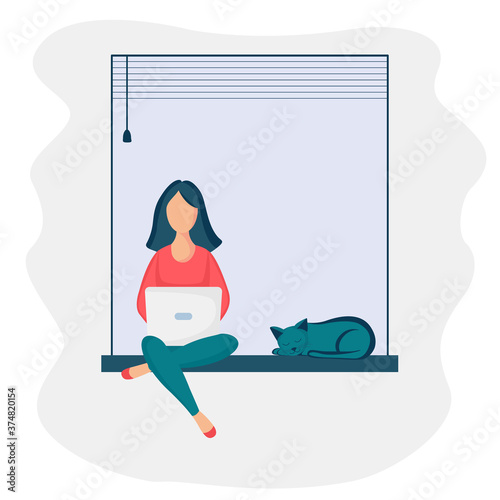 girl sitting windowsill laptop 3