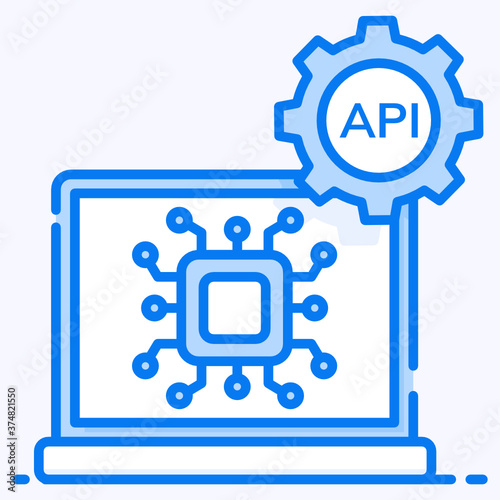 
Icon of application programming interface, api interface in flat style 
