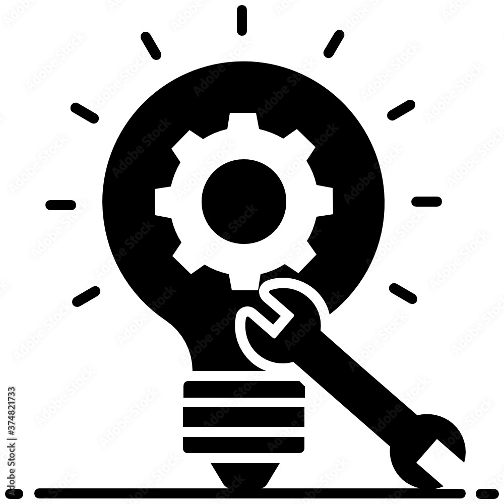 Gear inside a bulb, design of creative solution in trendy solid vector Gear inside a bulb, design of creative solution in trendy solid vector