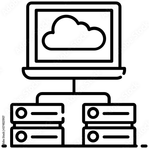 
Editable icon design of distributed database, line icon 
