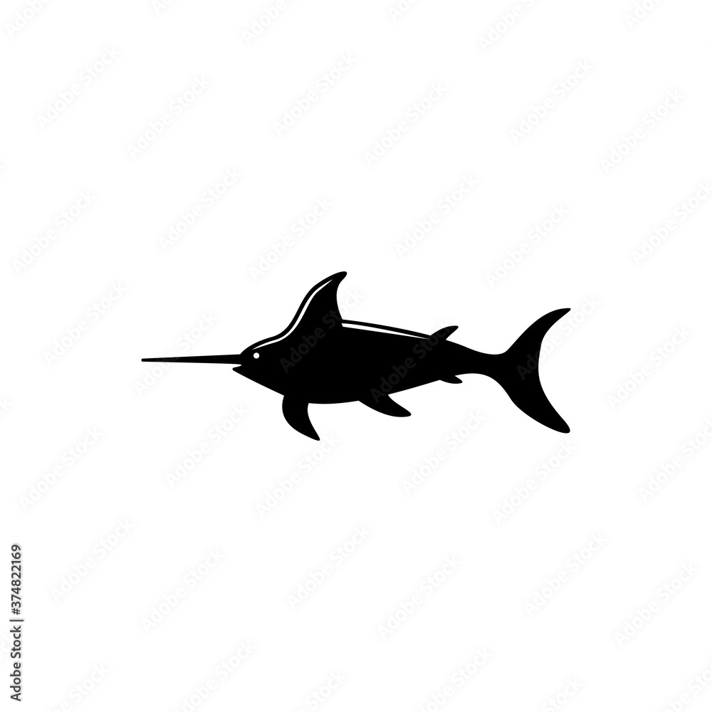 Fototapeta premium Marlin Fish, Atlantic Swordfish, Wildlife. Flat Vector Icon illustration. Simple black symbol on white background. Marlin Fish, Swordfish, Wildlife sign design template for web and mobile UI element.