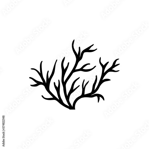 Sea or Ocean Coral, Underwater Seaweed. Flat Vector Icon illustration. Simple black symbol on white background. Sea Ocean Coral, Underwater Seaweed sign design template for web and mobile UI element.