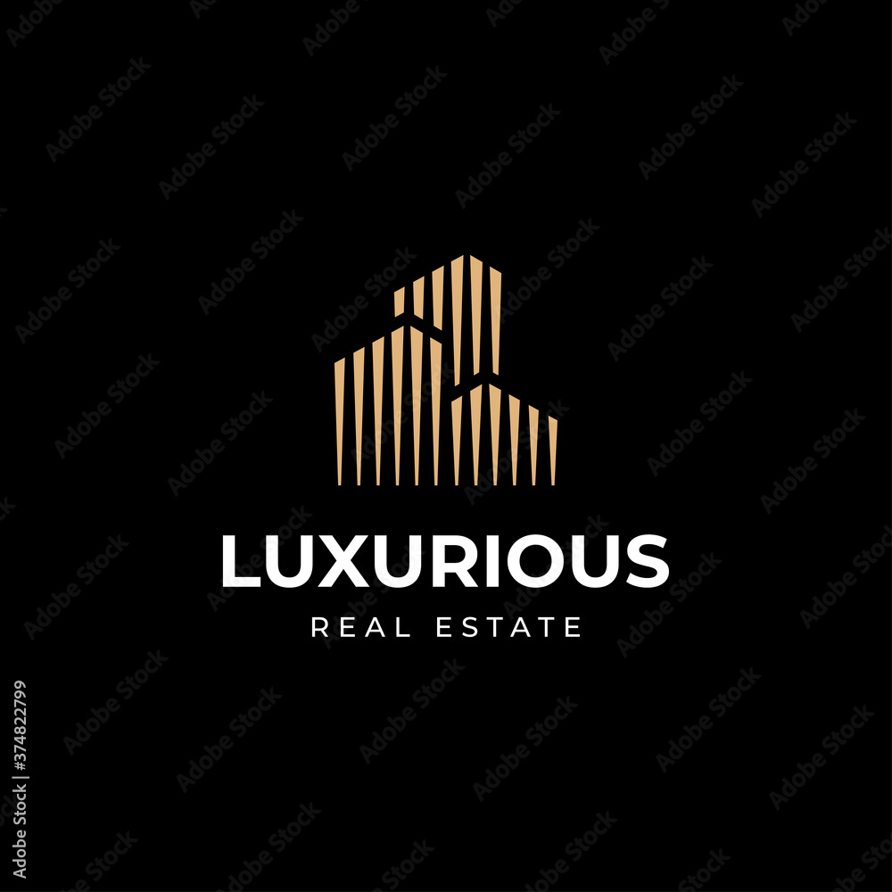 Luxury real estate logo line art design inspiration. vector illustration