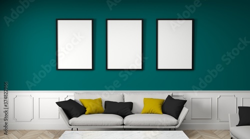 3 picture frames on white wall