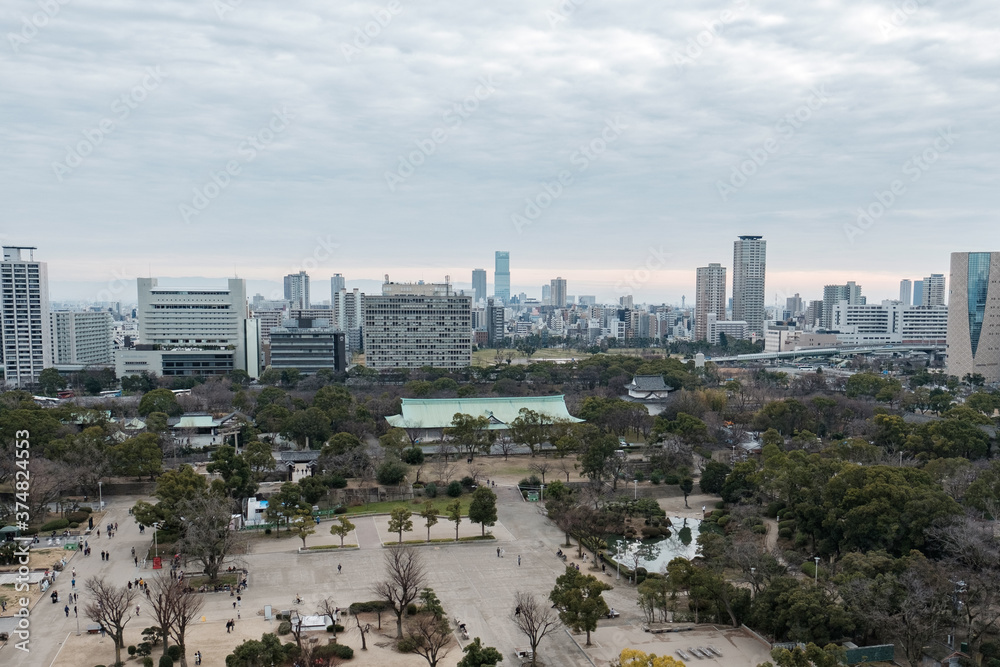 View from Osaka Castle with Shachihoko