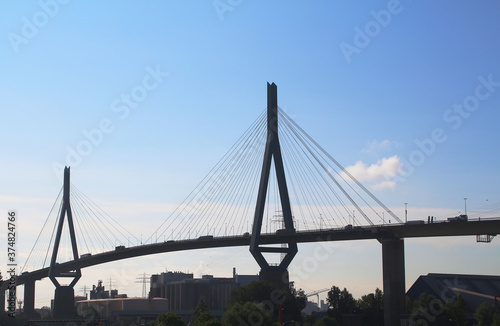 Fototapeta Naklejka Na Ścianę i Meble -  Köhlbrand Bridge a cable-stayed bridge in Hamburg, Germany