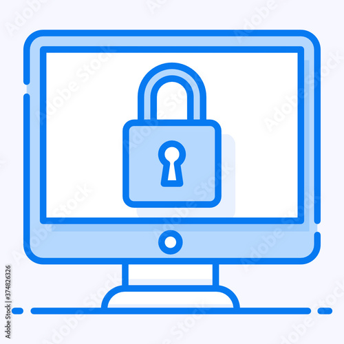  Icon of padlock inside monitor showcasing cyber security concept vector 