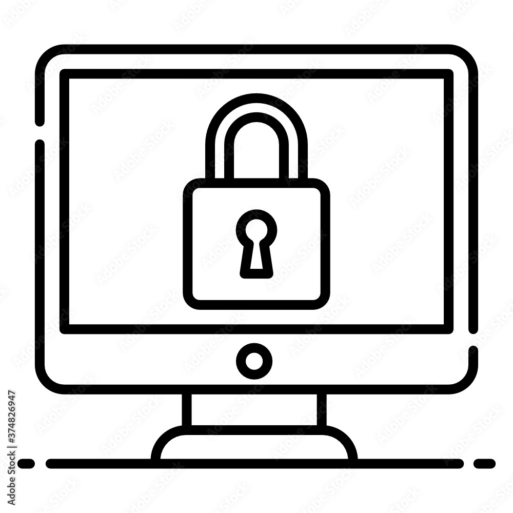 Icon of padlock inside monitor showcasing cyber security concept vector
Icon of padlock inside monitor showcasing cyber security concept vector