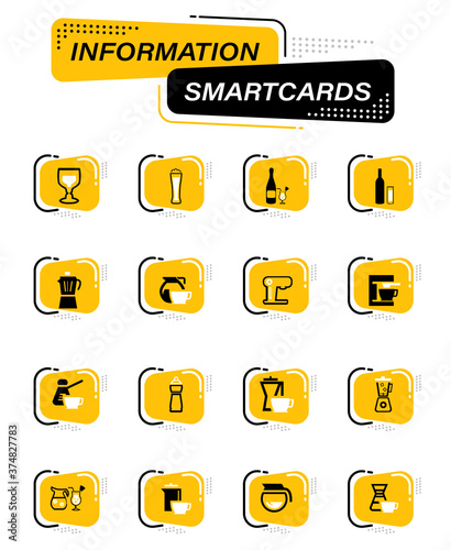 Utensils for the preparation of beverages icons