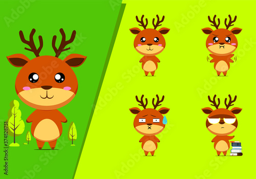Cute reindeer emoticon character set #4