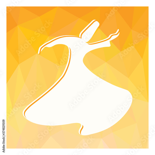 Whirling dervish vector, ottoman sufi figure, man dancing illustration