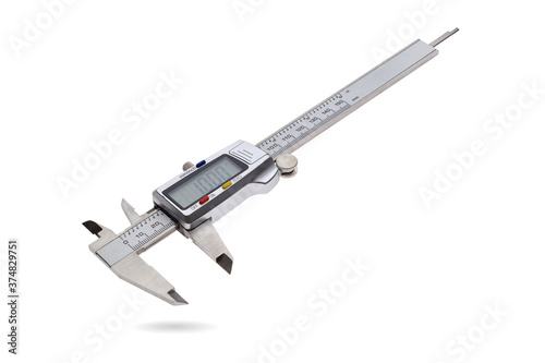 Digital electronic vernier calipers isolated on white