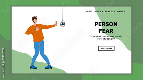 Person Fear Poisonous Dangerous Spider Vector