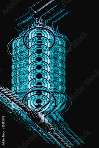 Glowing high voltage insulator with 3D motion effect