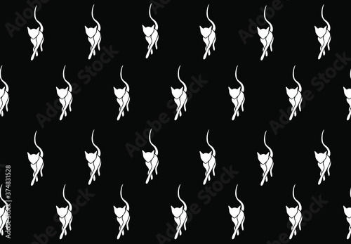 White cat and seamless pattern. Trendy texture for fabric, textile, wallpaper, apparel and print. Repeat elements modern backdrop. Vector illustration