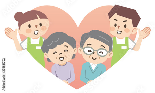 高齢者と介護スタッフ