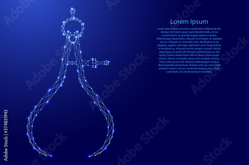 Caliper meter, the concept of measurement and modern technologies from futuristic polygonal blue lines and glowing stars for banner, poster, greeting card. Vector illustration.