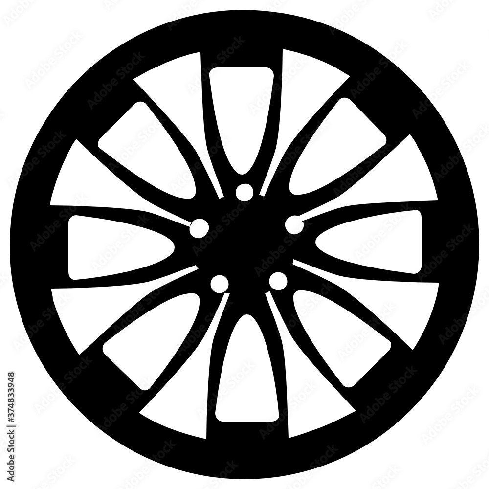 A car component attached with wheel, auto rim in solid icon
A car component attached with wheel, auto rim in solid icon