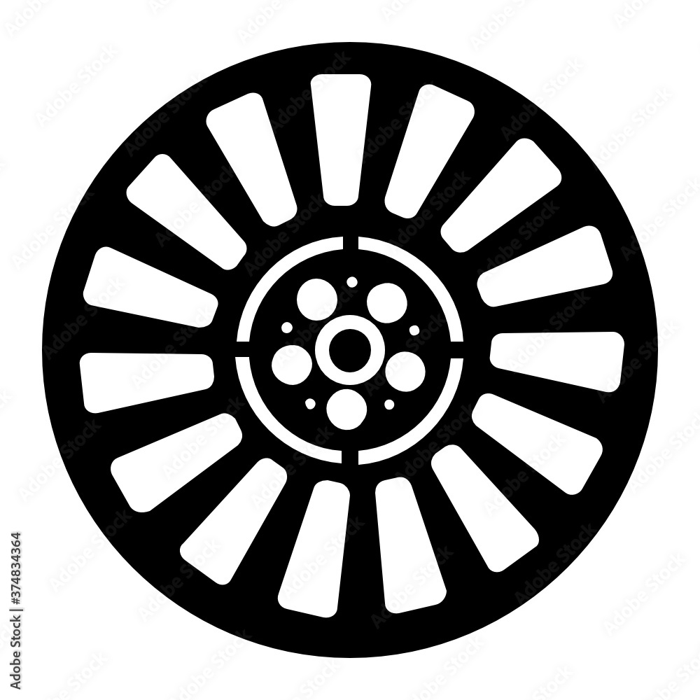 Fototapeta premium A luxurious wheel rim for car is presented in this solid vector