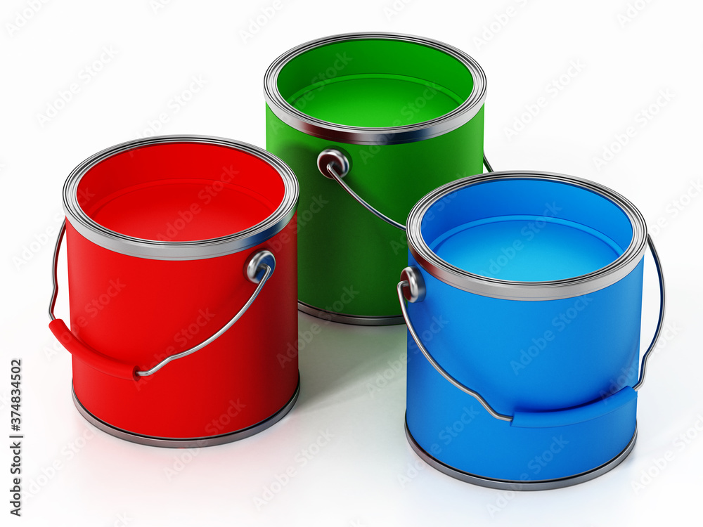 Paint cans isolated on white background. 3D illustration Paint cans isolated on white background. 3D illustration