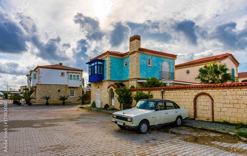 Alacati street view in Alacati Town. Alacati is populer historical tourist destination in Turkey. photo