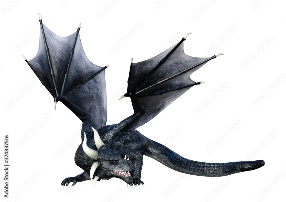 Naklejka premium 3D Rendering Fairy Tale Dragon on White