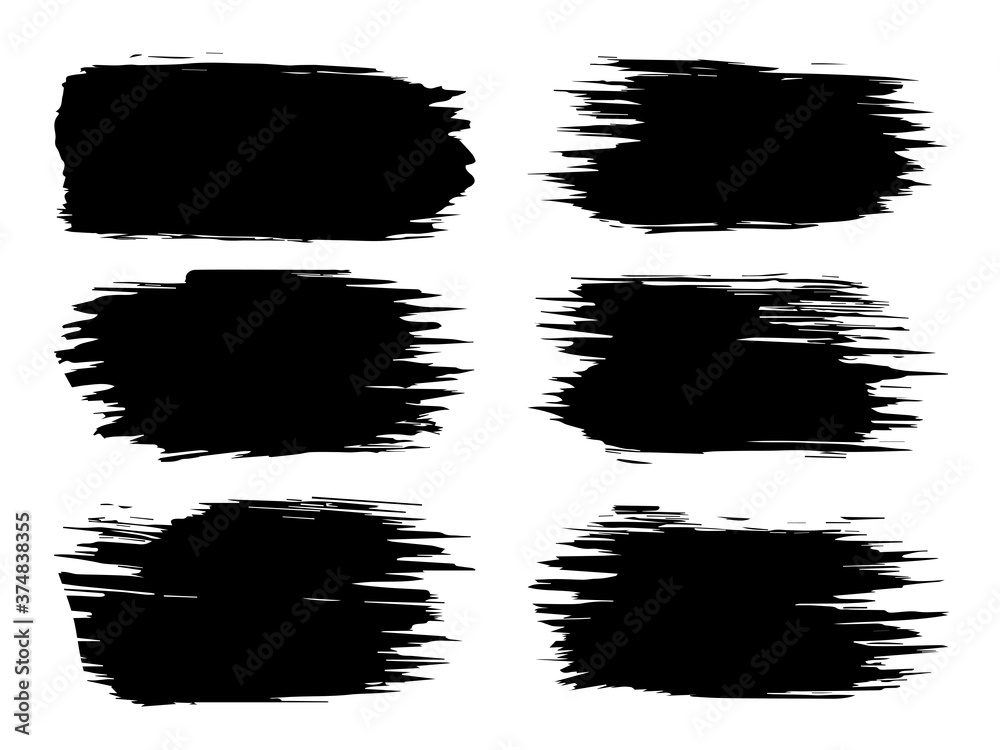 Vector collection or set of artistic black paint, ink or acrylic hand made creative brush stroke backgrounds isolated on white as grunge or grungy art, education abstract elements frame design Vector collection or set of artistic black paint, ink or acrylic hand made creative brush stroke backgrounds isolated on white as grunge or grungy art, education abstract elements frame design
