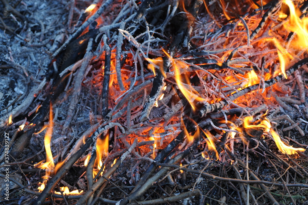 Bonfire with sparks flying around Bonfire with sparks flying around