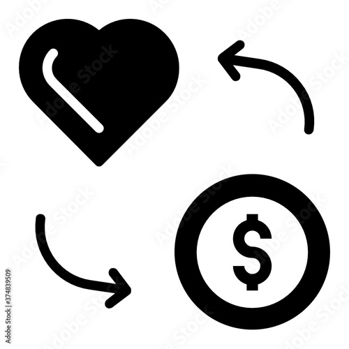 Health is Money ConCept, Dollar Coin exchange with health care Vector Icon Design, Trade and barter Symbol on White background 
