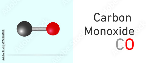 Carbon Monoxide (CO) gas molecule. Stick model. Structural Chemical Formula. Chemistry Education