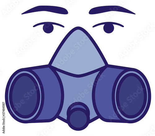 Industrial respirator. Vector graphics. Symbol Sign. Minimalistic icon. Means of protection from aggressive environment. Against dirty air. White Background Label.Isolated on a white background.