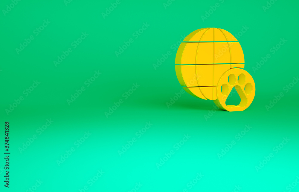 Orange World pet icon isolated on green background. Minimalism concept. 3d illustration 3D render.