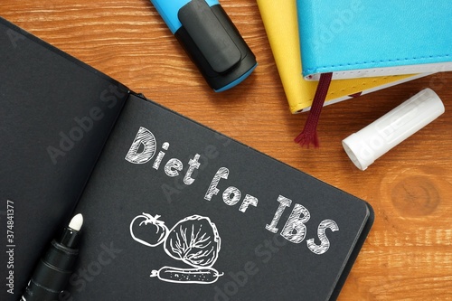 diet for ibs inscription on the piece of paper. photo