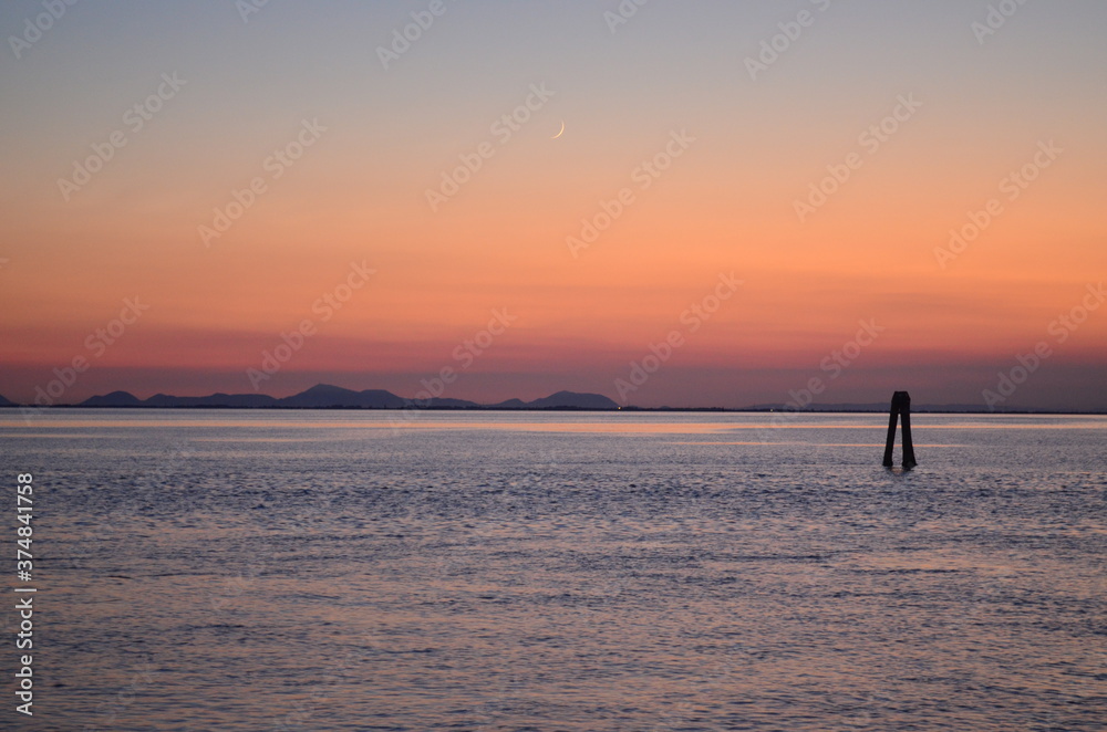 
red sunset on the Venetian lagoon
