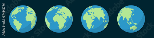 Set of planet earth globe in a flat design